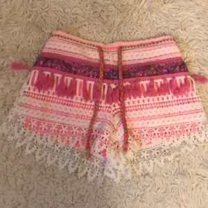 Missguided Pink Lace Shorts